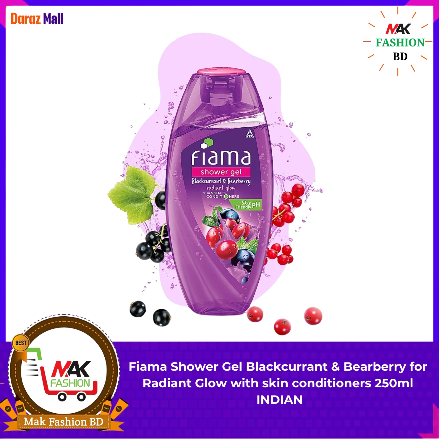 Fiama Shower Gel Blackcurrant & Bearberry for Radiant Glow with skin conditioners 250 ml INDIAN -202748544