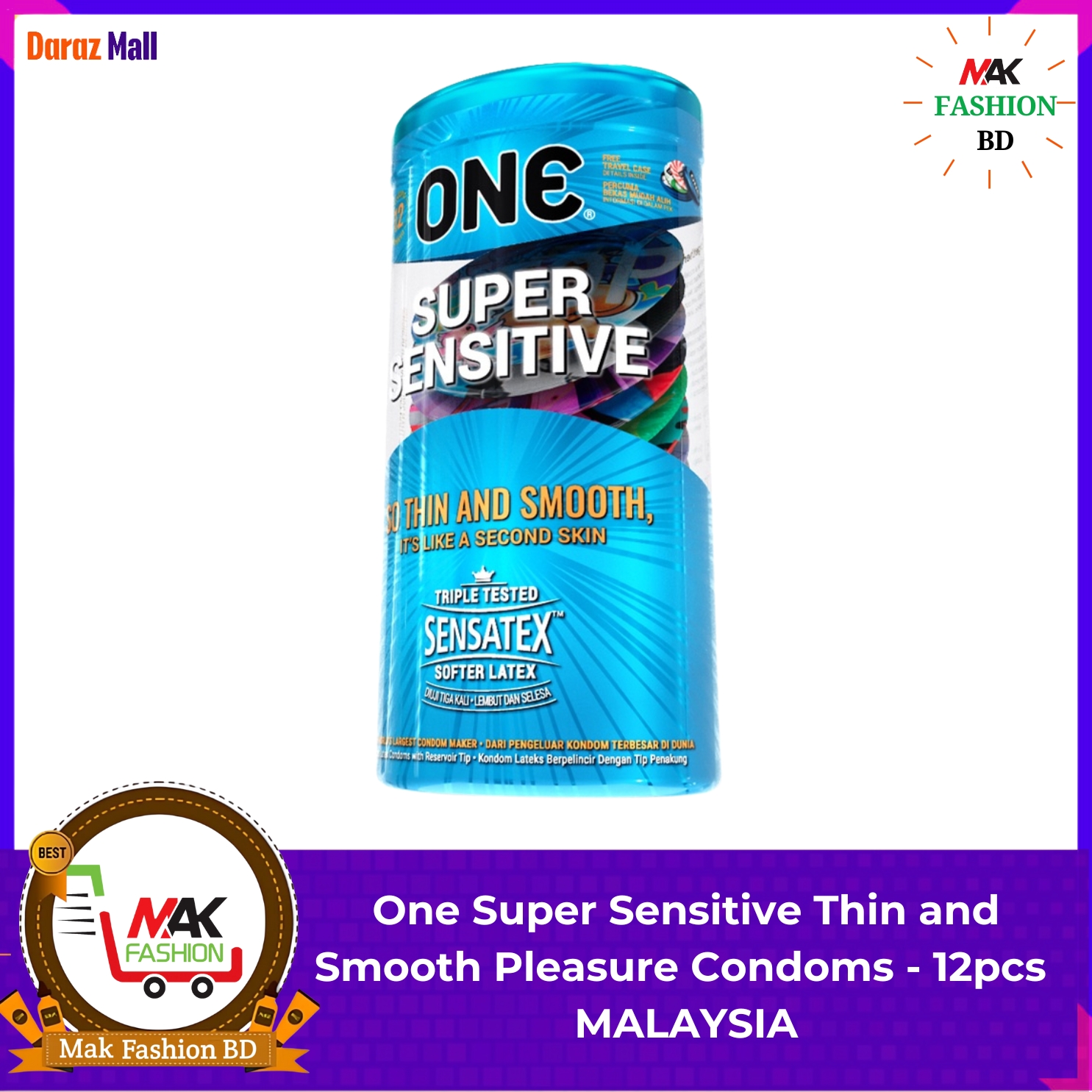 One Super Sensitive Thin and Smooth Pleasure Condoms - 12pcs MALAYSIA -230265764