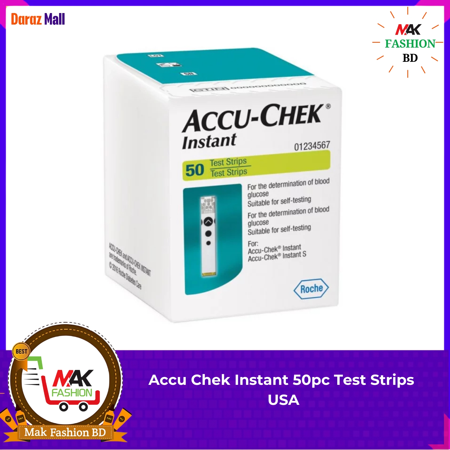 Accu Chek Instant 50pc Test Strips USA  276635658