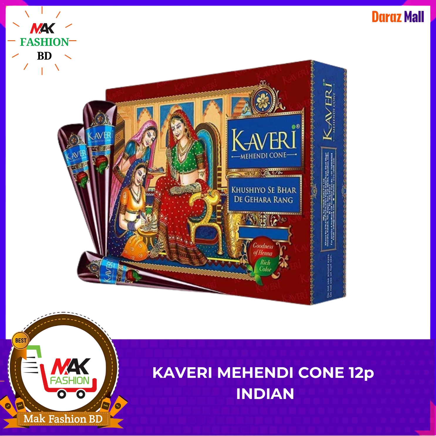 KAVERI MEHENDI CONE 12p INDIAN 310269388
