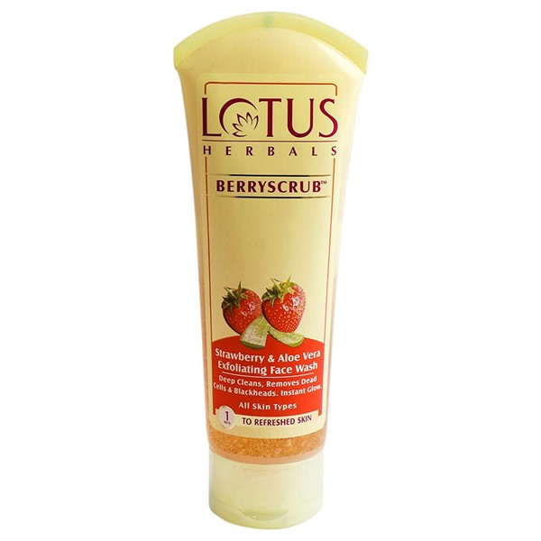 Lotus Herbals Berryscrub Strawberry & Aloe Vera Exfoliating Face Wash -120gm INDIAN 317880759