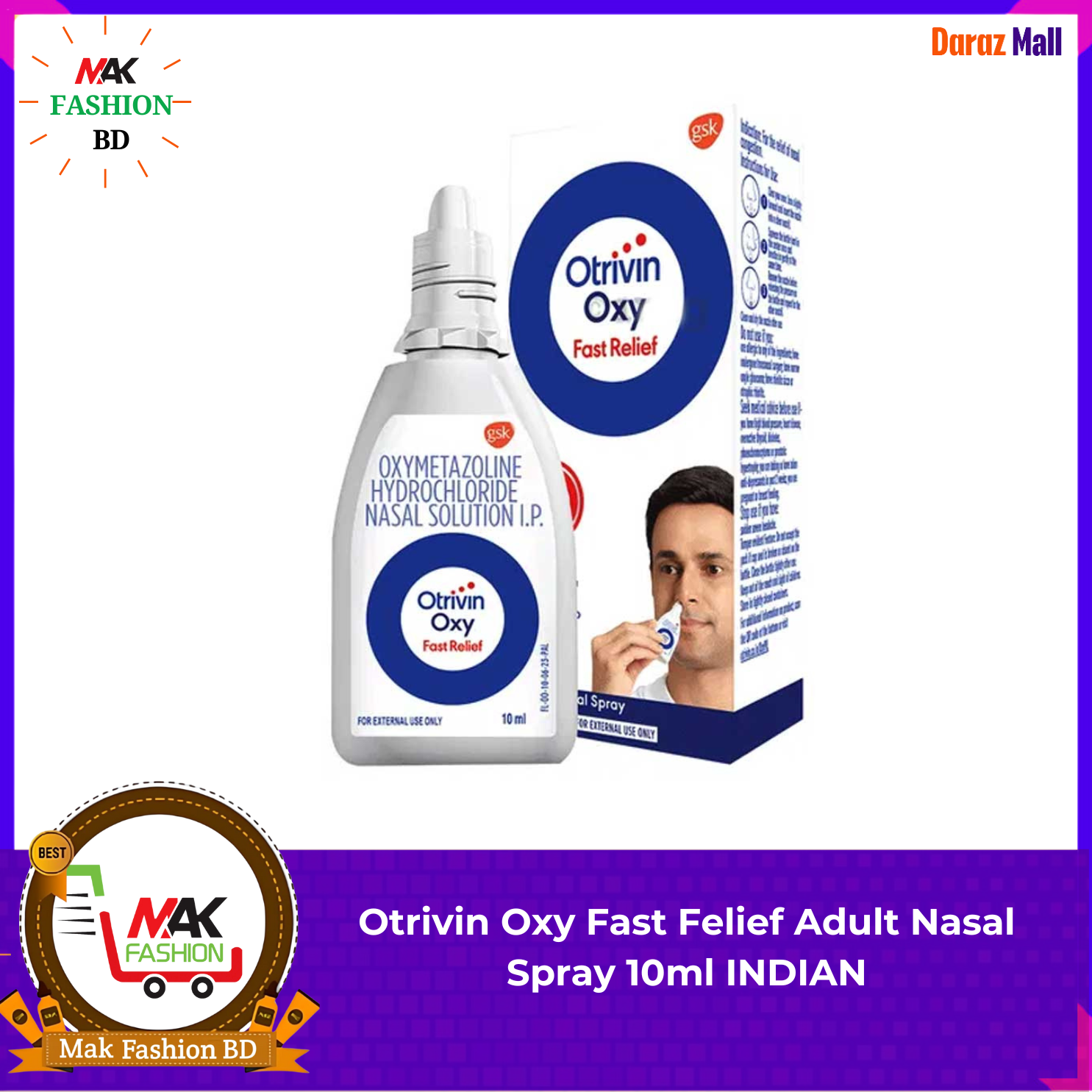 Otrivin Oxy Fast Felief Adult Nasal Spray 10ml INDIAN 318456253