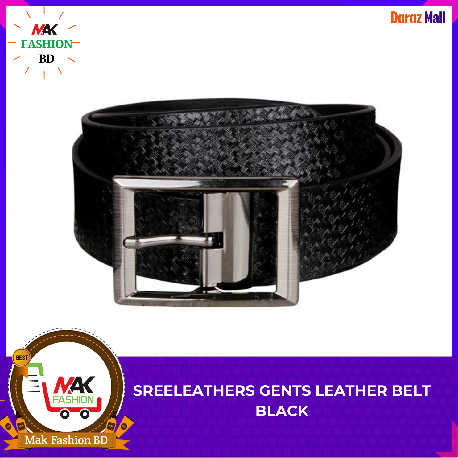 Sreleathers Gents Leather Belt Black 13878 INDIAN 320090700