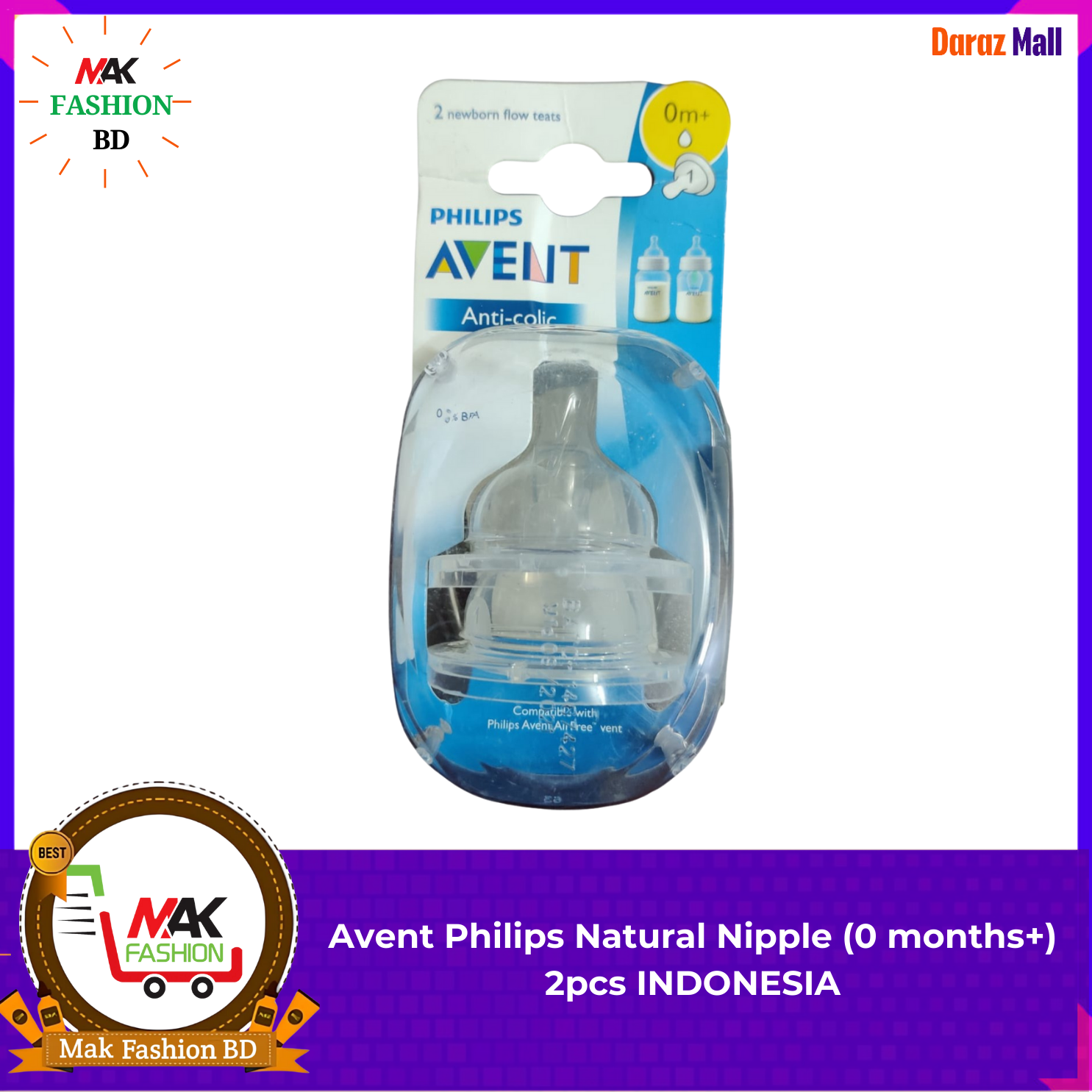 Philips Avent Anti Colic 0 months+ 2pcs Nipple INDONESIA 322583535