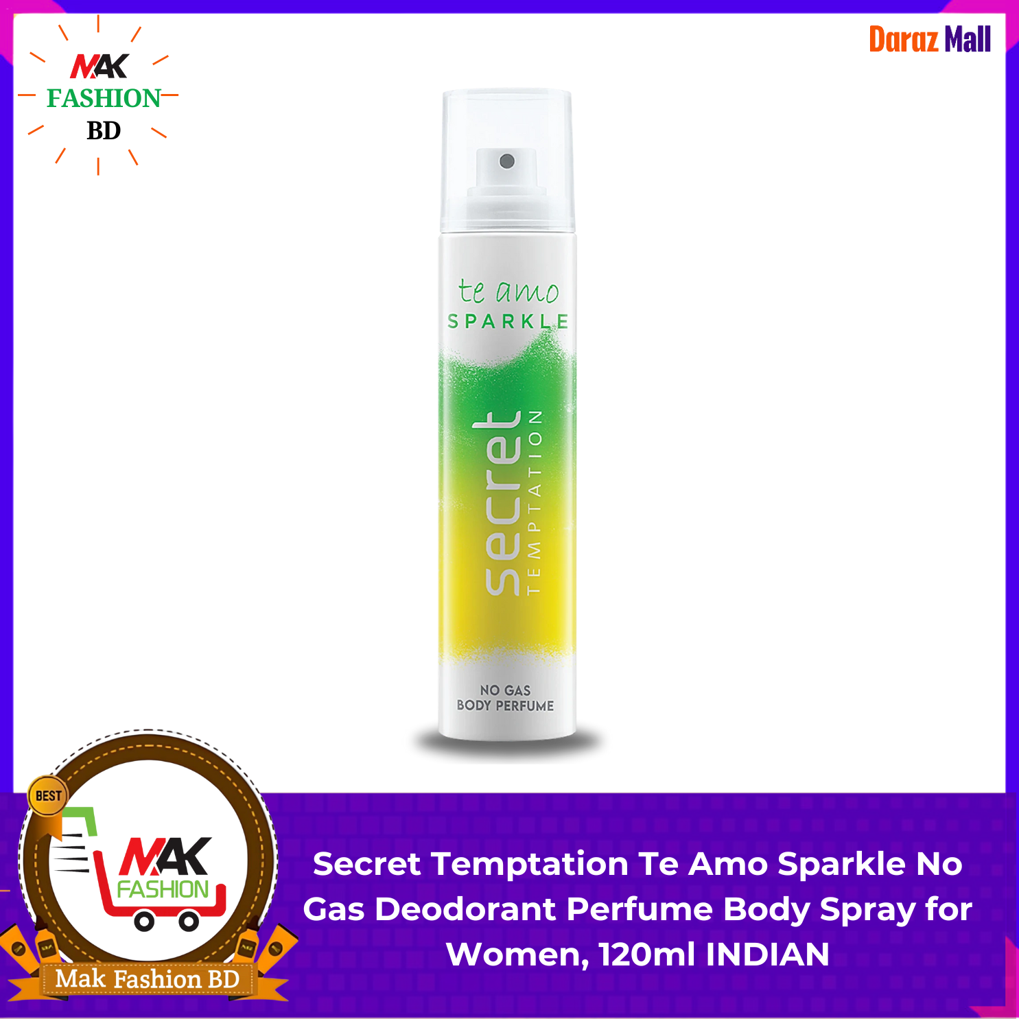 Secret Temptation Te Amo Sparkle No Gas Deodorant Perfume Body Spray for Women 120ml INDIAN 323737834