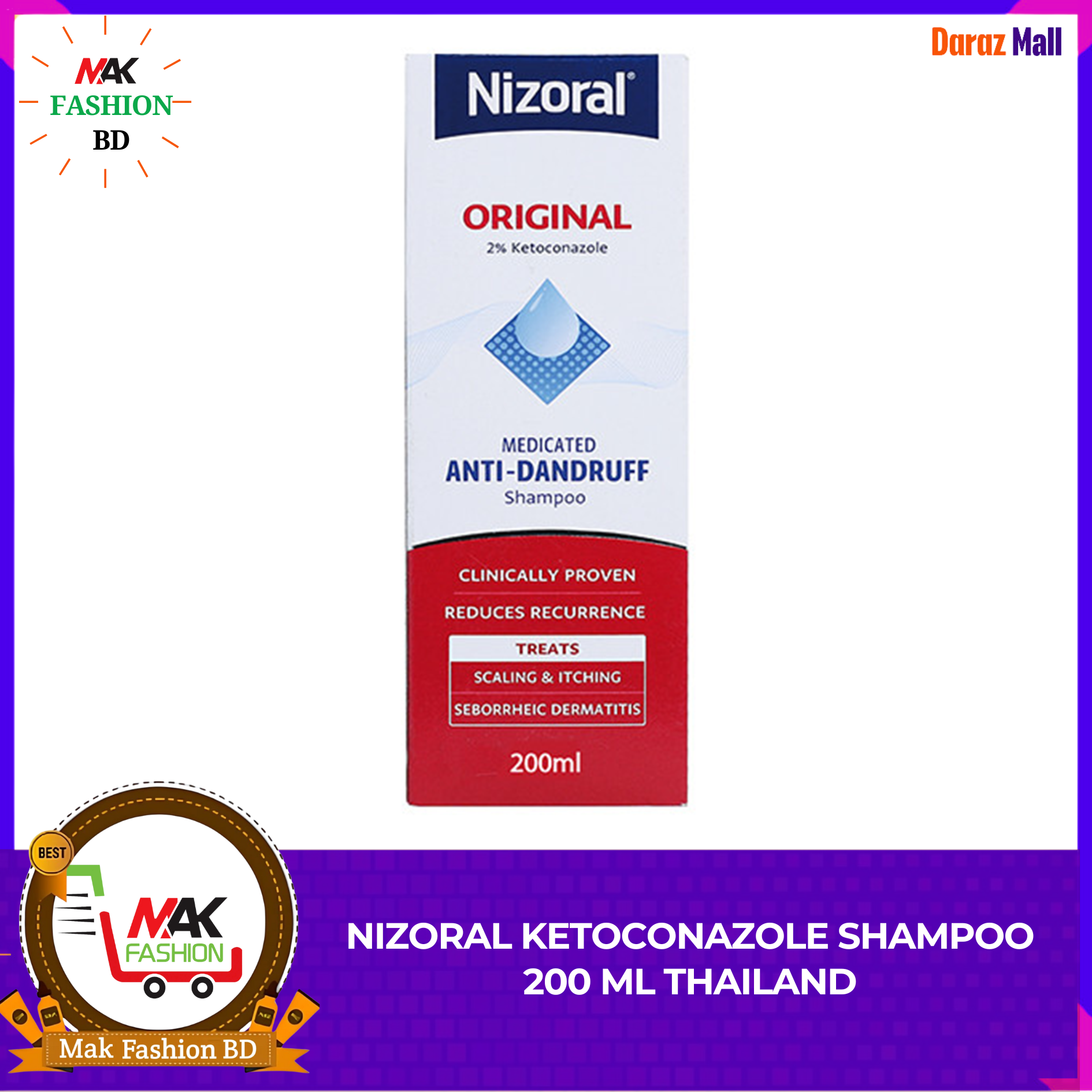 Nizoral 2% Ketoconazole Medicated Anti Dandruff Shampoo 200ml THAILAND 325224453