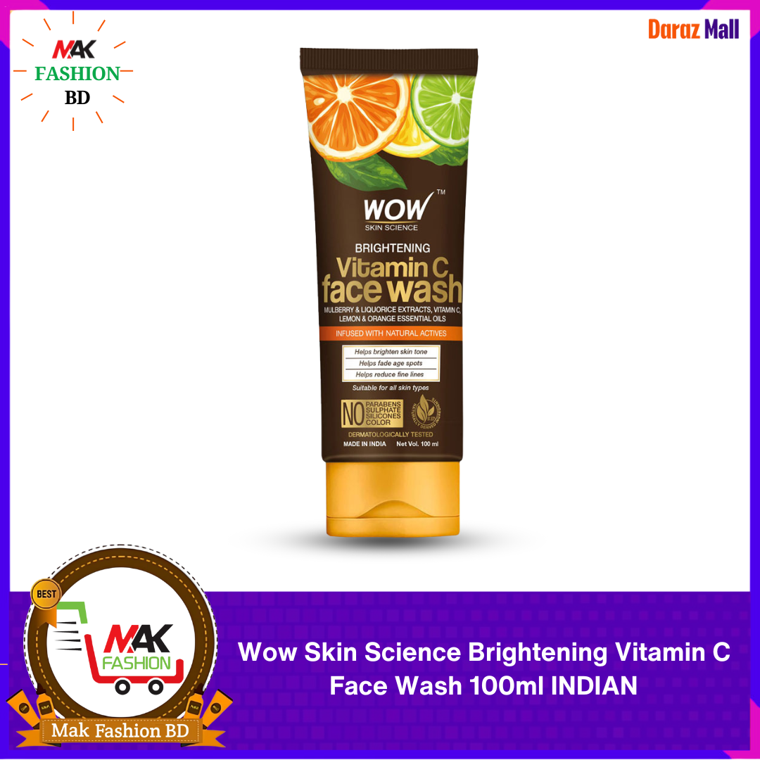 WOW Skin Science Brightening Vitamin C Face Wash Sulphate Silicones & Color 100ml INDIAN 325529004