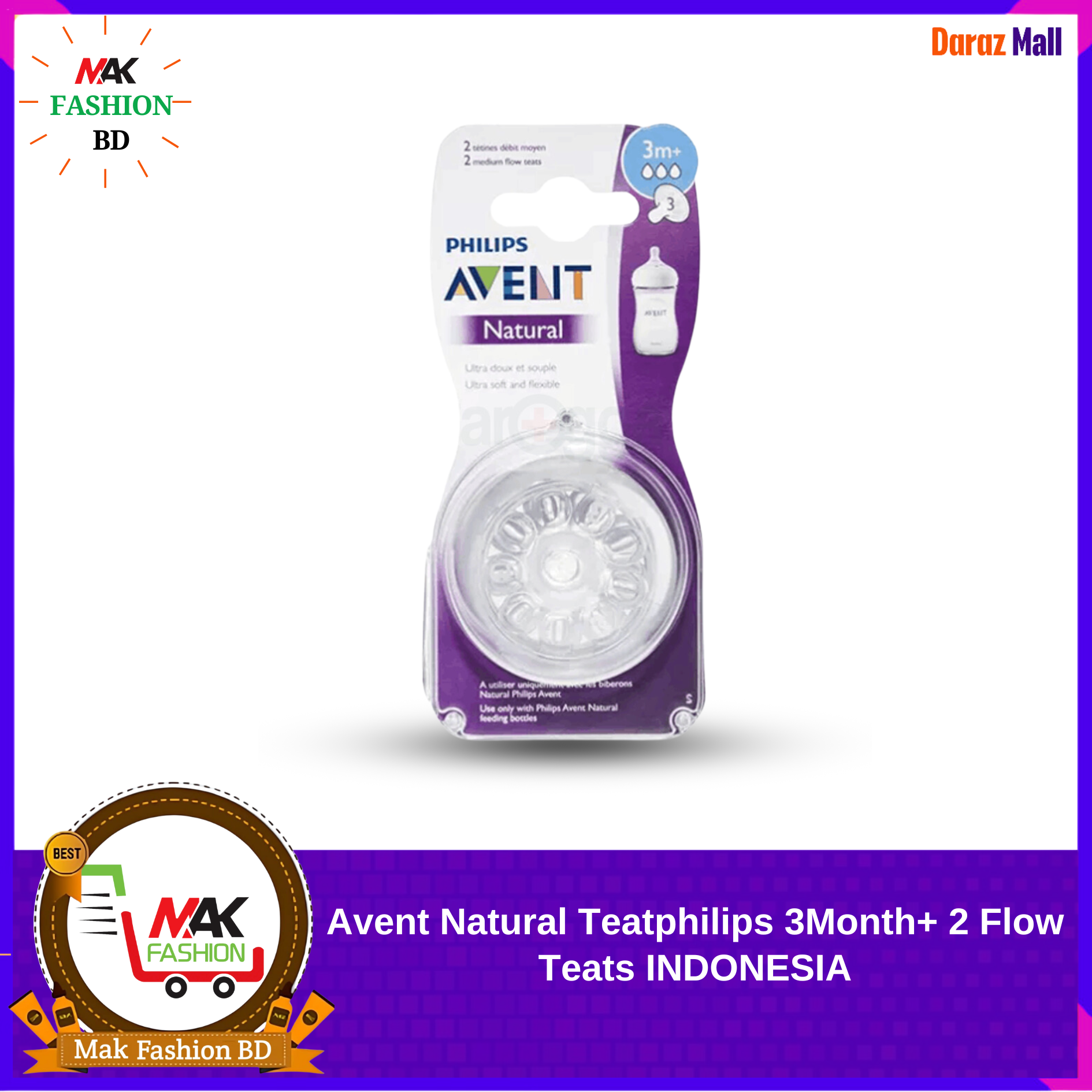 Avent Natural Teat 3Month+ 2pcs Pack Flow Teats INDONESIA  327643256