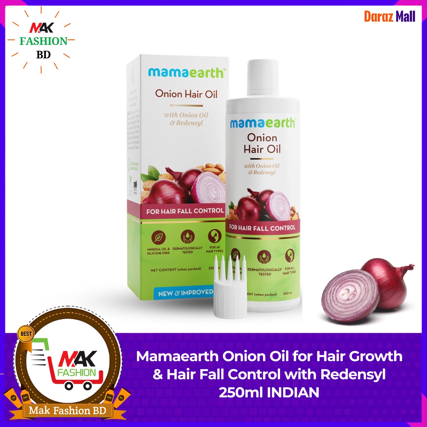 Mamaearth Onion Oil for Hair Growth & Hair Fall Control with Redensyl 250ml INDIAN 362642964