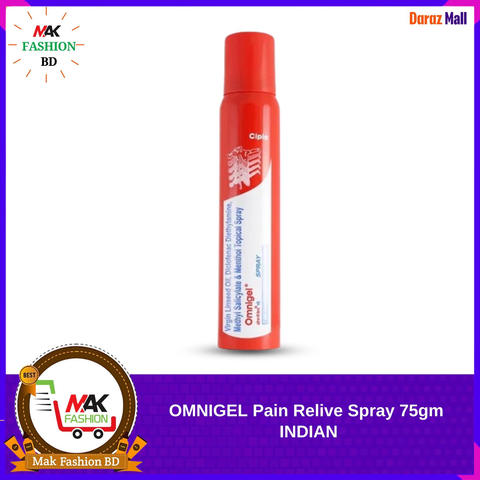 OMNIGEL Pain Relive Spray 75gm INDIAN 327727656