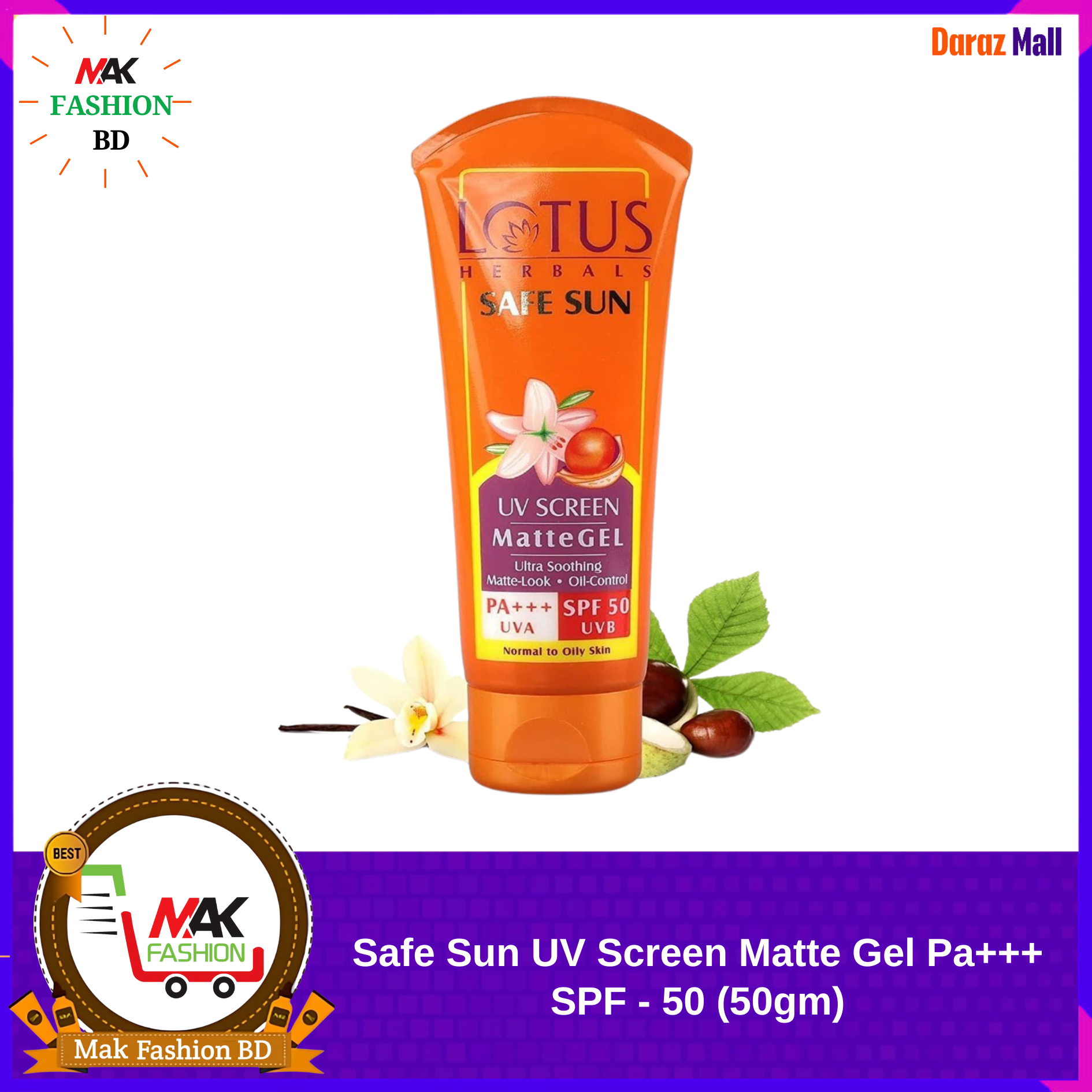 Lotus Herbals Safe Sun UV Screen Matte Gel Pa+++ SPF 50 50gm INDIAN 332409369