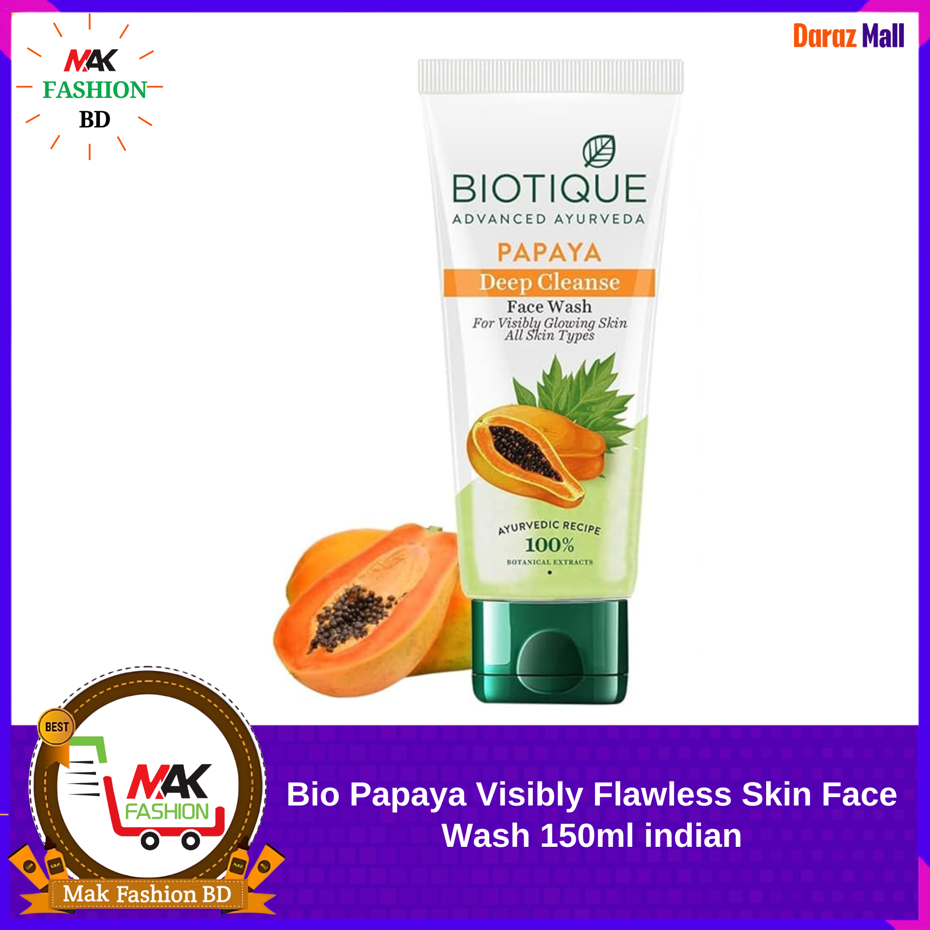 Biotique Bio Papaya Visibly Flawless Skin Face Wash 150ml INDIAN  335926311