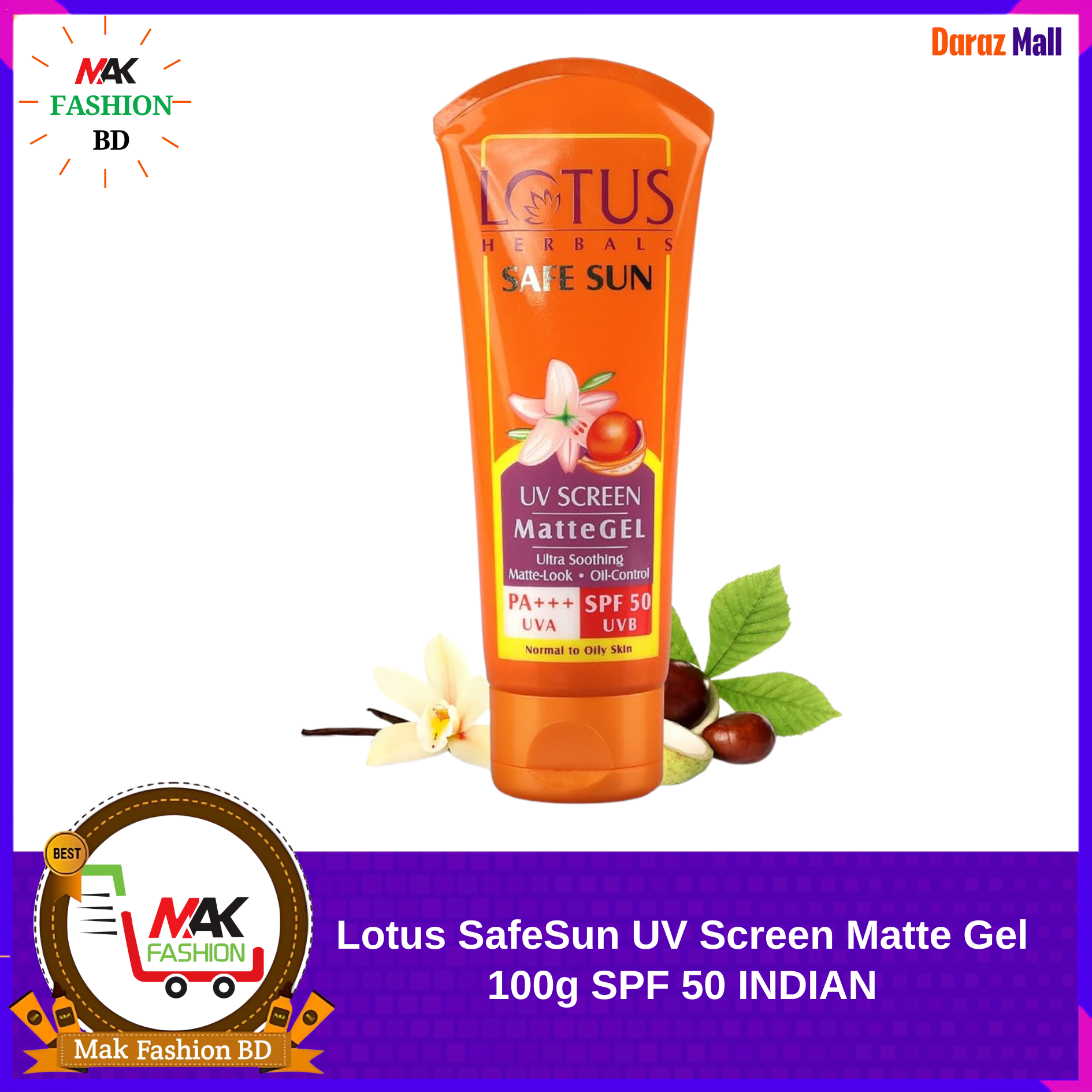 Lotus Herbals SafeSun UV Screen Matte Gel 100g SPF 50 INDIAN  334841280