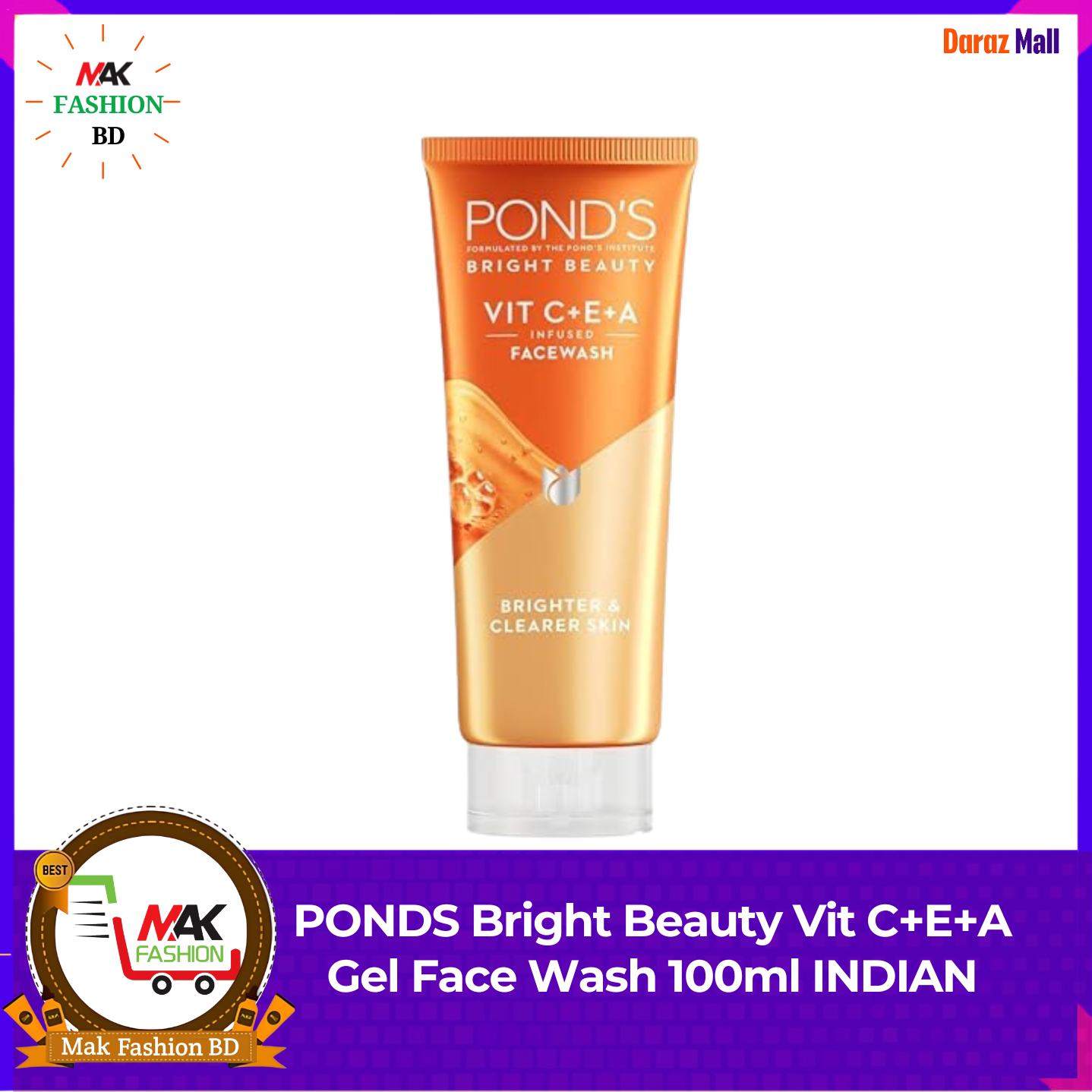 PONDS Bright Beauty Vit C+E+A Gel Face Wash 100ml INDIAN 523099503