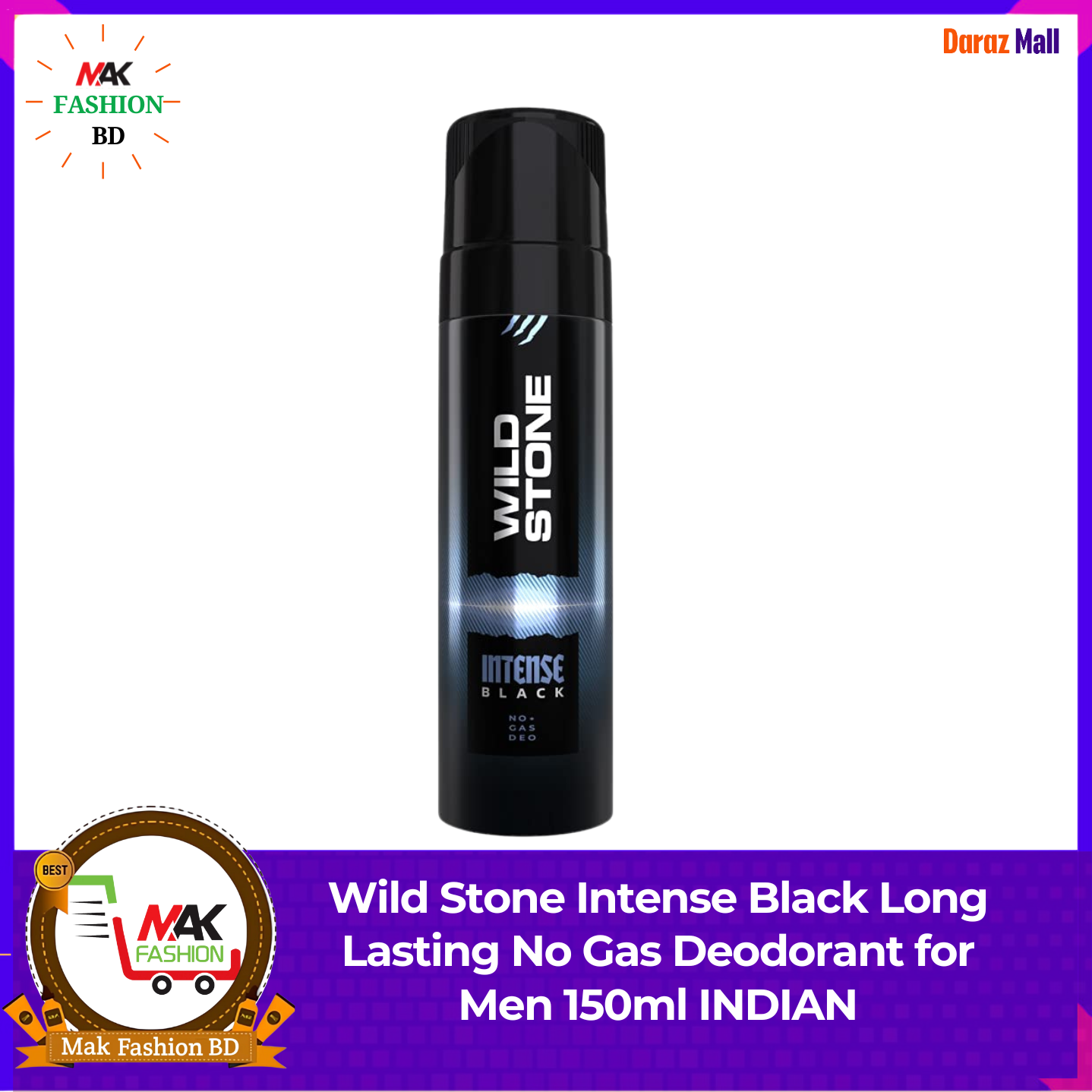Wild Stone Intense Black Long Lasting No Gas Deodorant for Men 150ml INDIAN 483426646