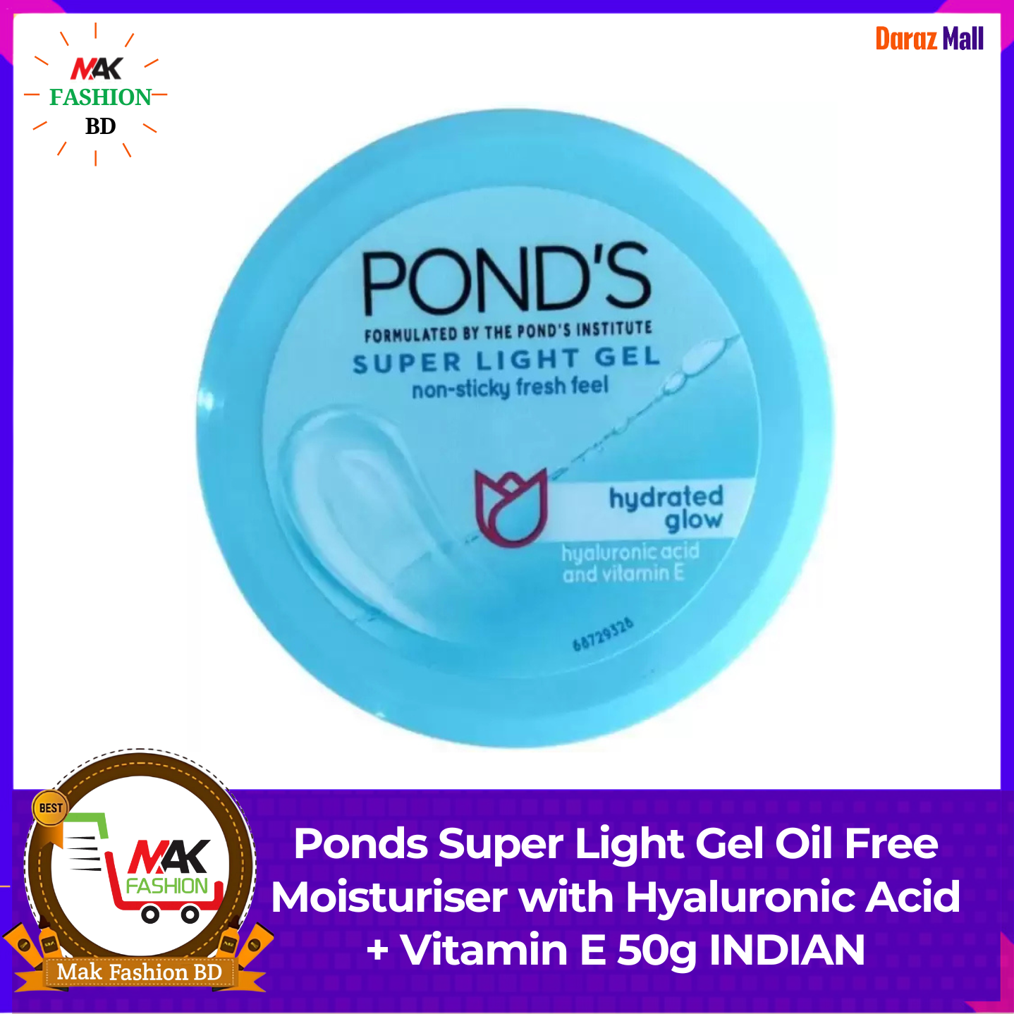 Ponds Super Light Gel Oil Free Moisturiser with Hyaluronic Acid + Vitamin E 50g INDIAN 469771785
