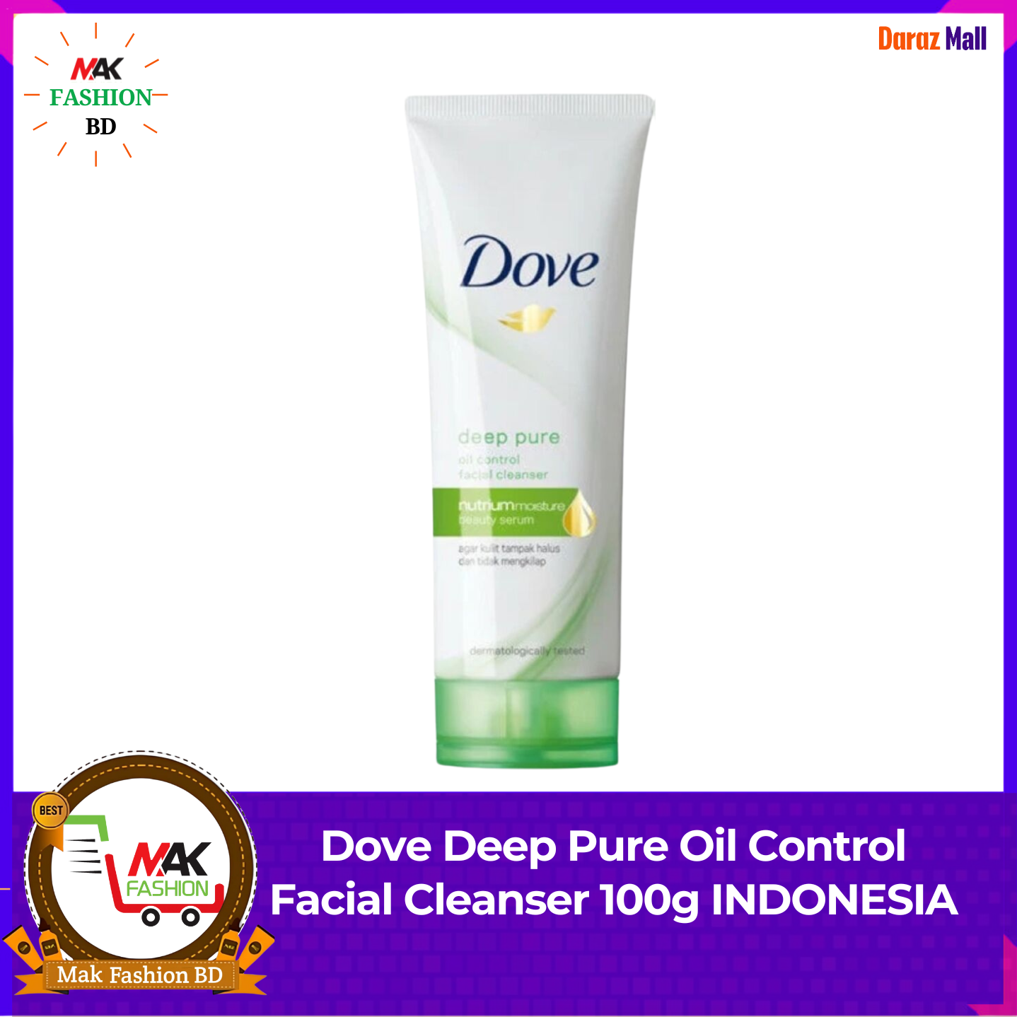 Dove Deep Pure Oil Control Facial Cleanser 100g 525275233