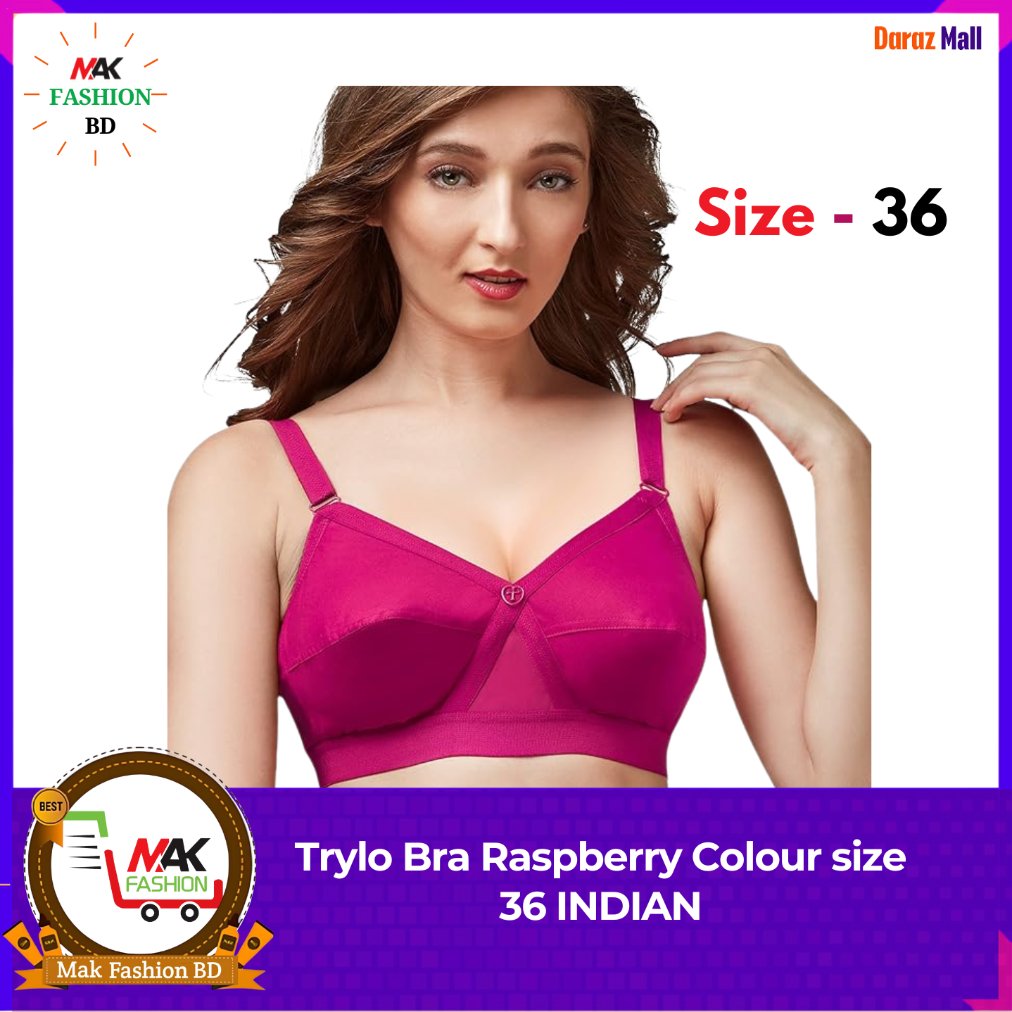 Trylo Bra Raspberry Colour size 36 INDIAN 454024543