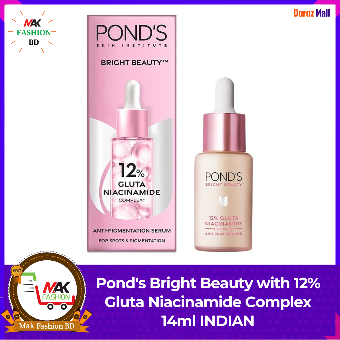 Pond's Bright Beauty with 12% Gluta Niacinamide Complex 14ml INDIAN  408553553