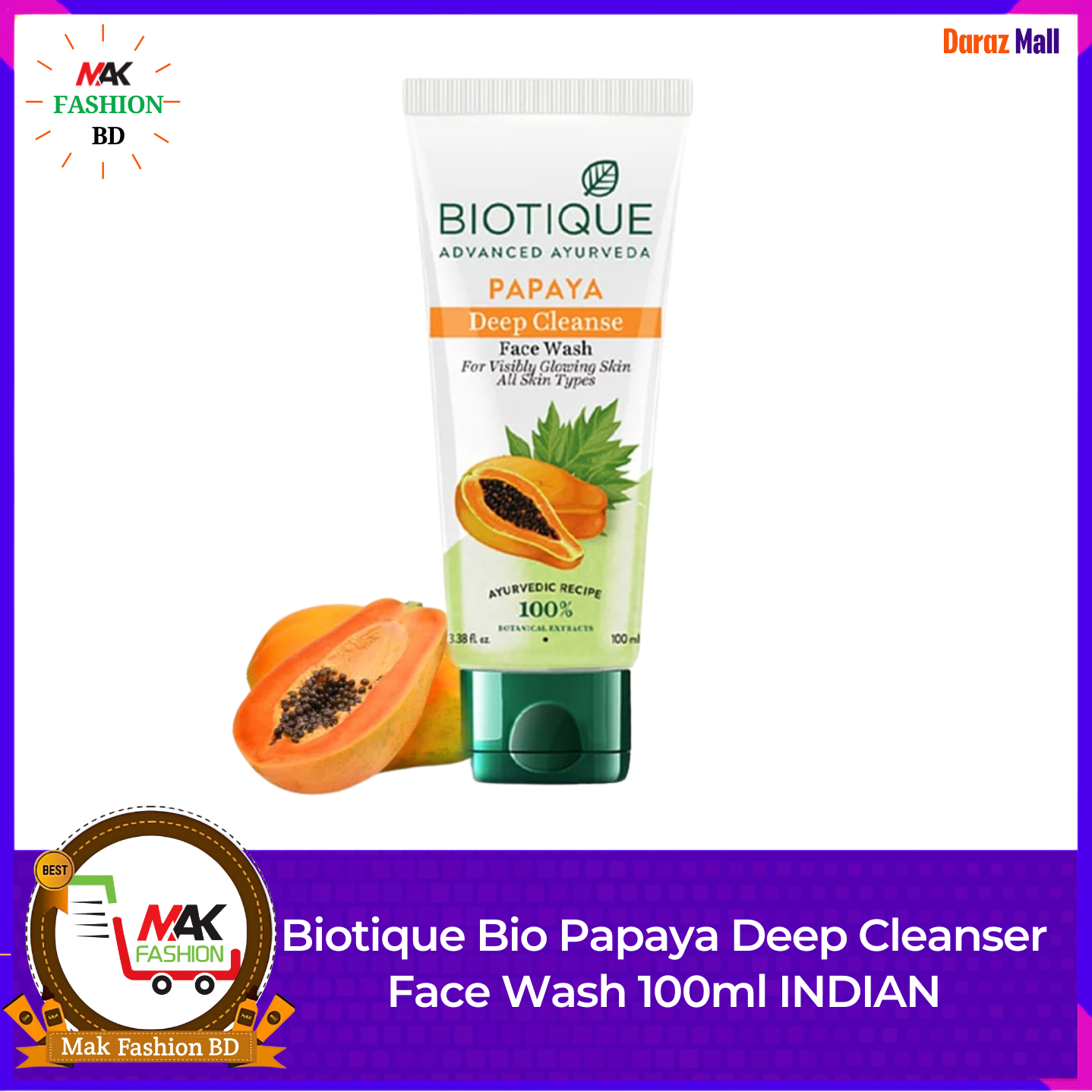 Biotique Bio Papaya Deep Cleanser Face Wash 100ml INDIAN 362648026