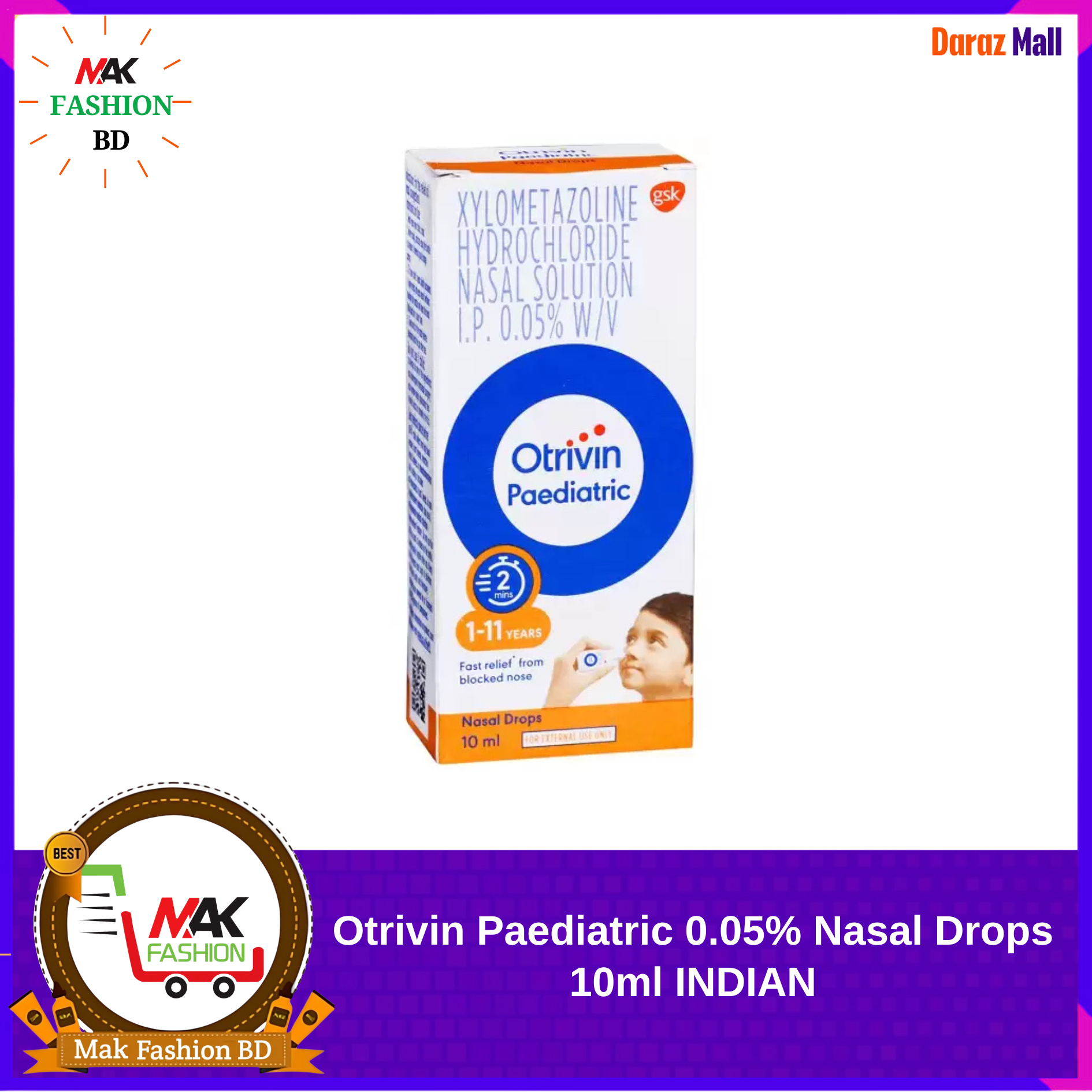 Otrivin Paediatric 0.05% Child Nasal Drops 10ml INDIAN  327158817
