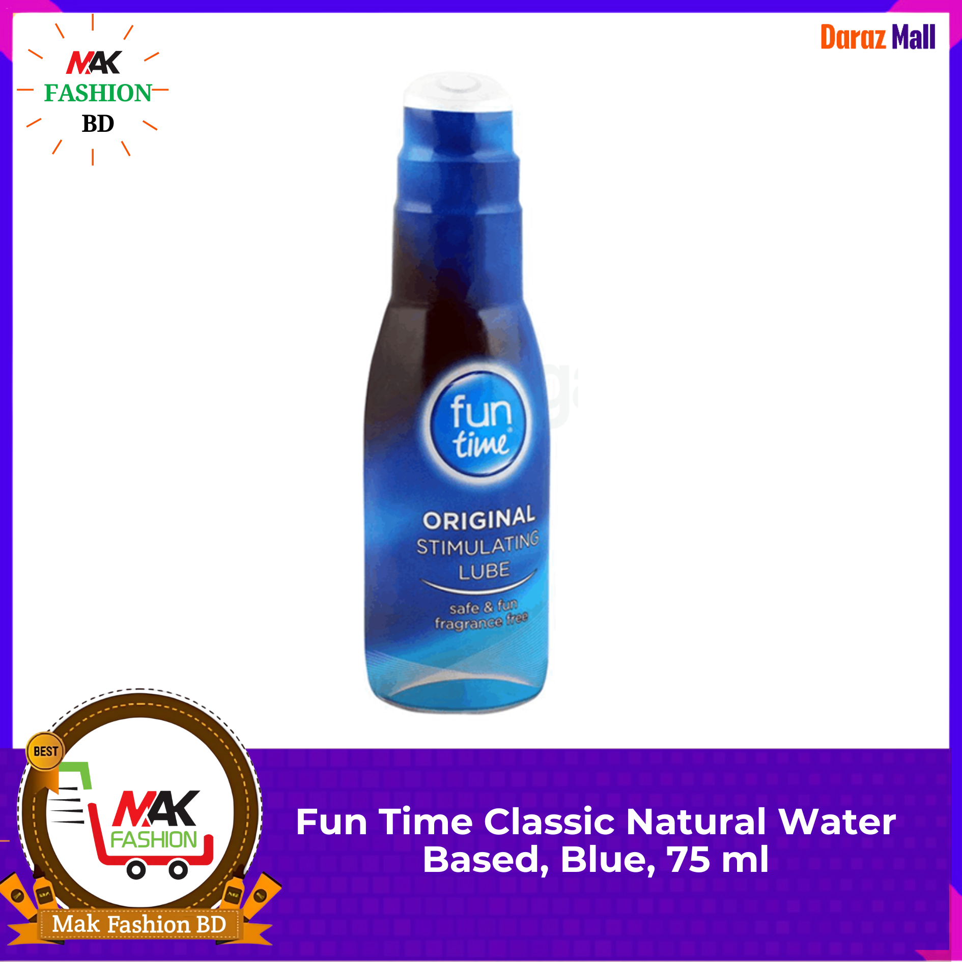 Fun Time Classic Natural Water Based Lube Blue 75ml UK 325225854