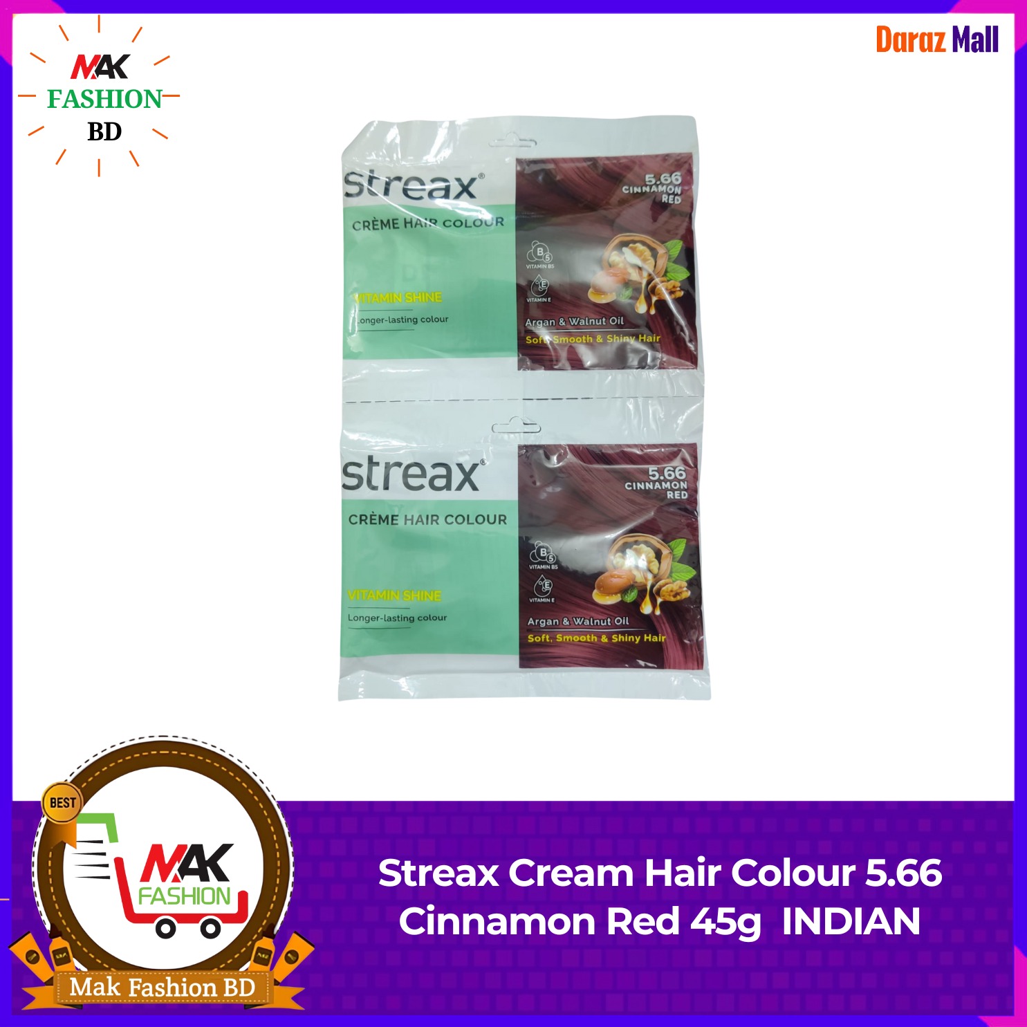 Streax Cream Hair Colour 5.66 Cinnamon Red 45g INDIAN 322031596