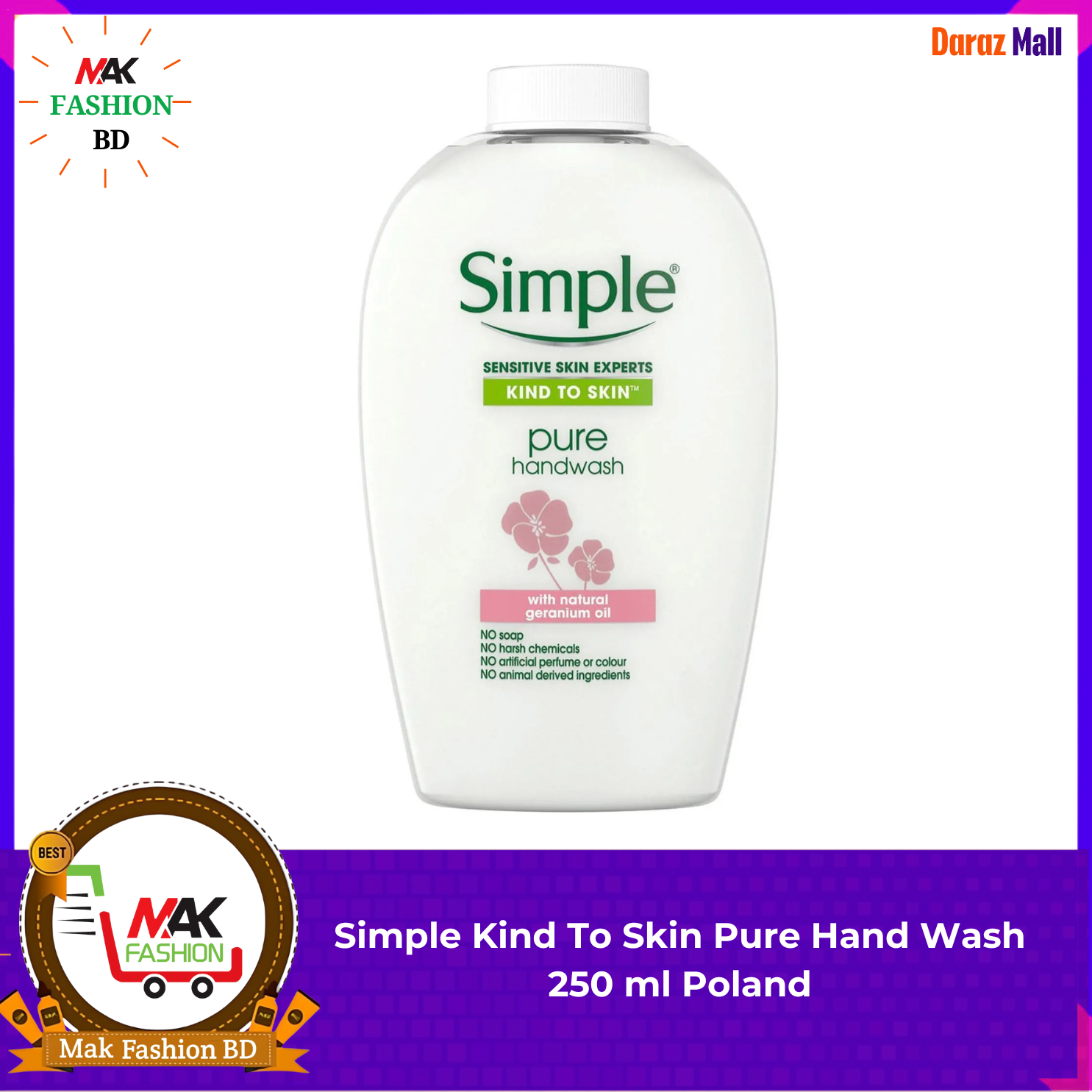 Simple Kind To Skin Pure Hand Wash 250ml Poland 320196263