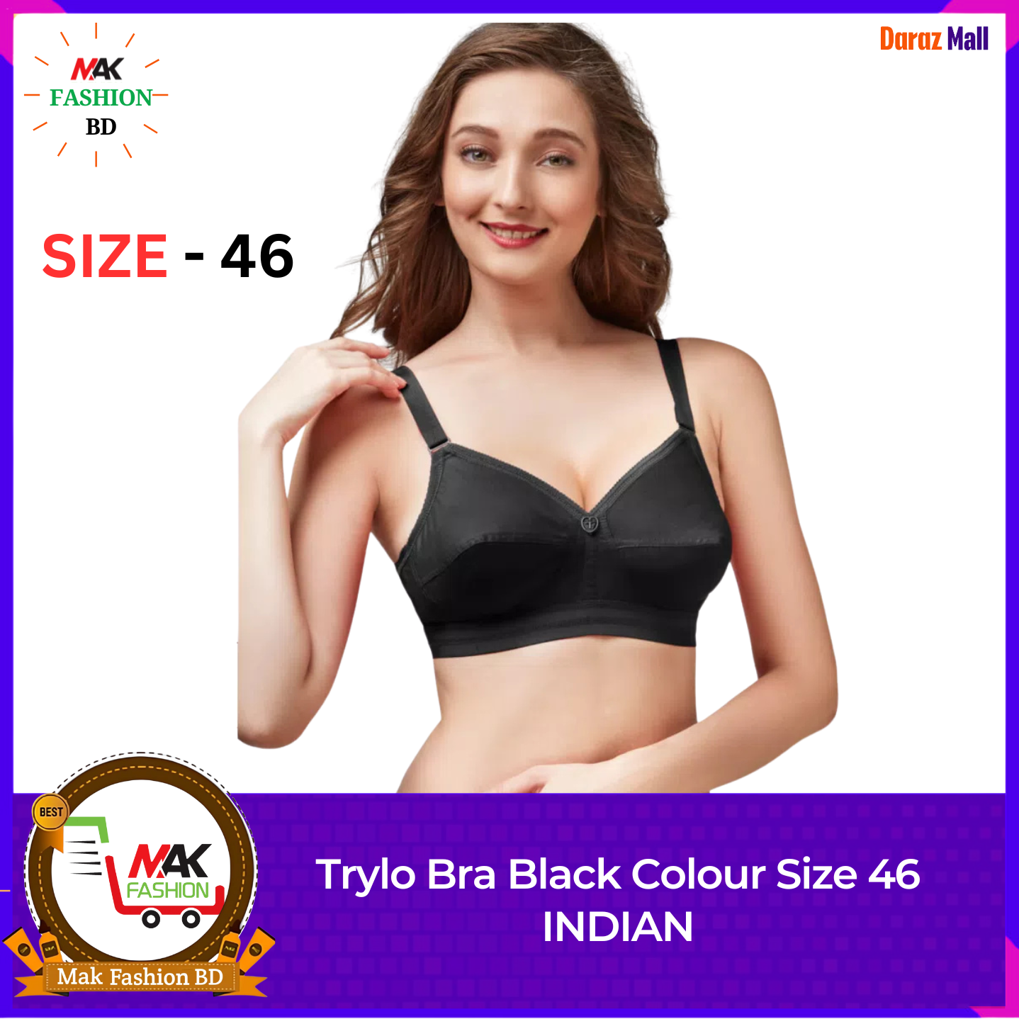Trylo Bra Black Colour Size 46 INDIAN 375805443
