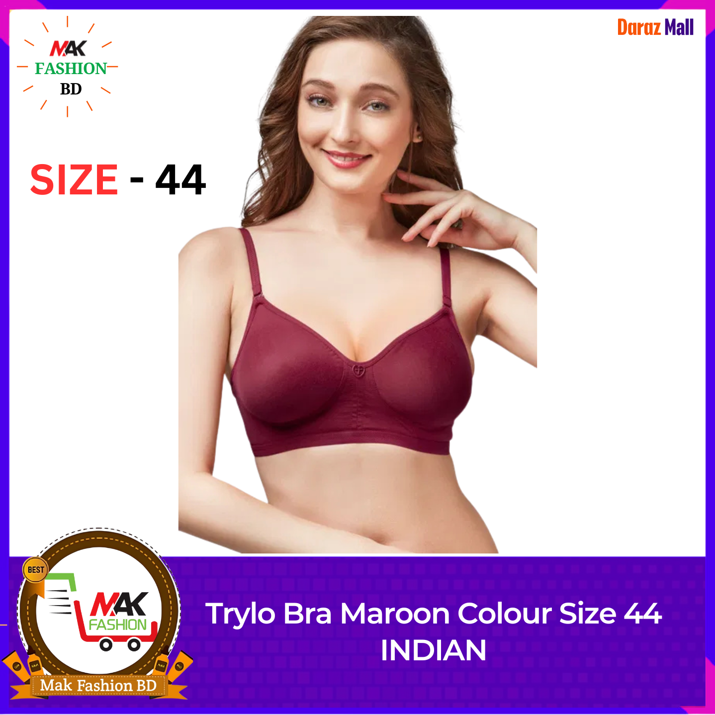 Trylo Bra Maroon Colour Size 44 INDIAN 375817169
