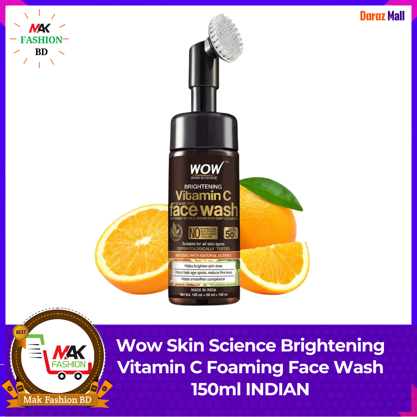 Wow Skin Science Brightening Vitamin C Foaming Face Wash - 150 ml INDIAN  397177933