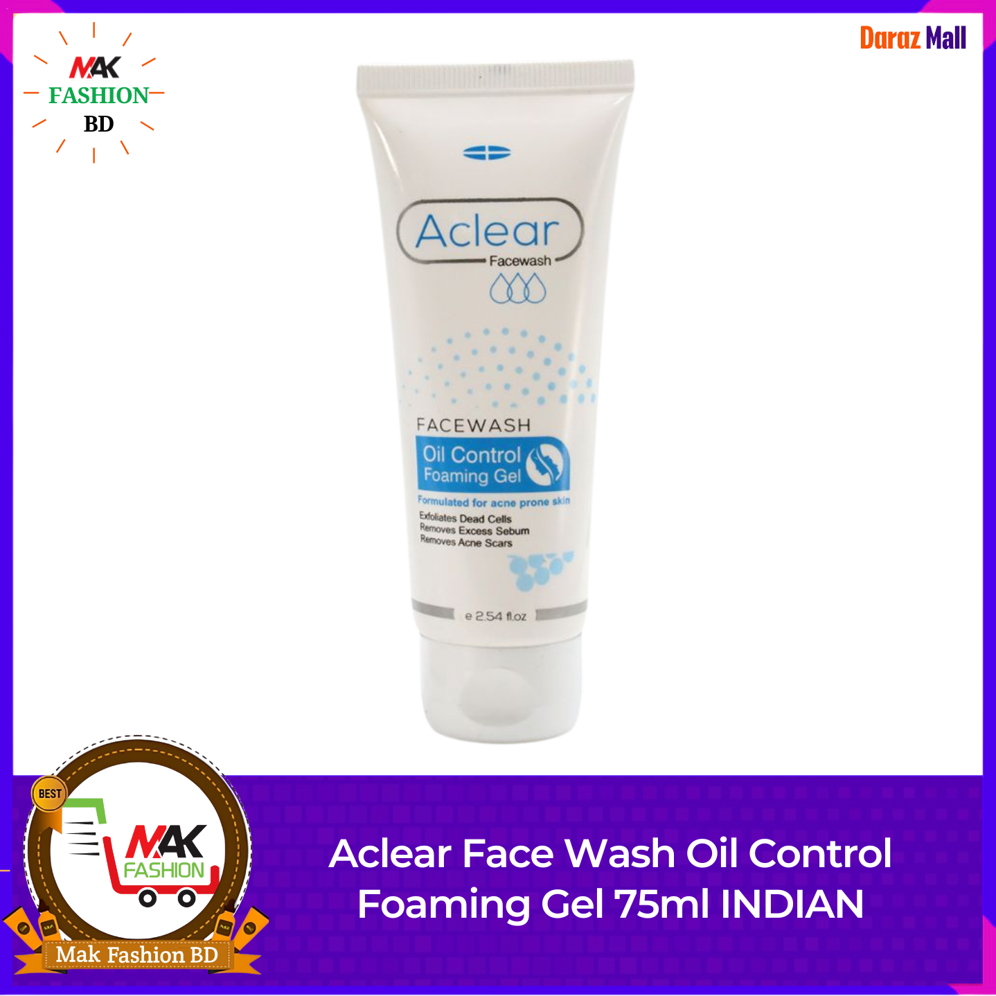 Aclear Face Wash Oil Control Foaming Gel 75ml INDIAN 526892072
