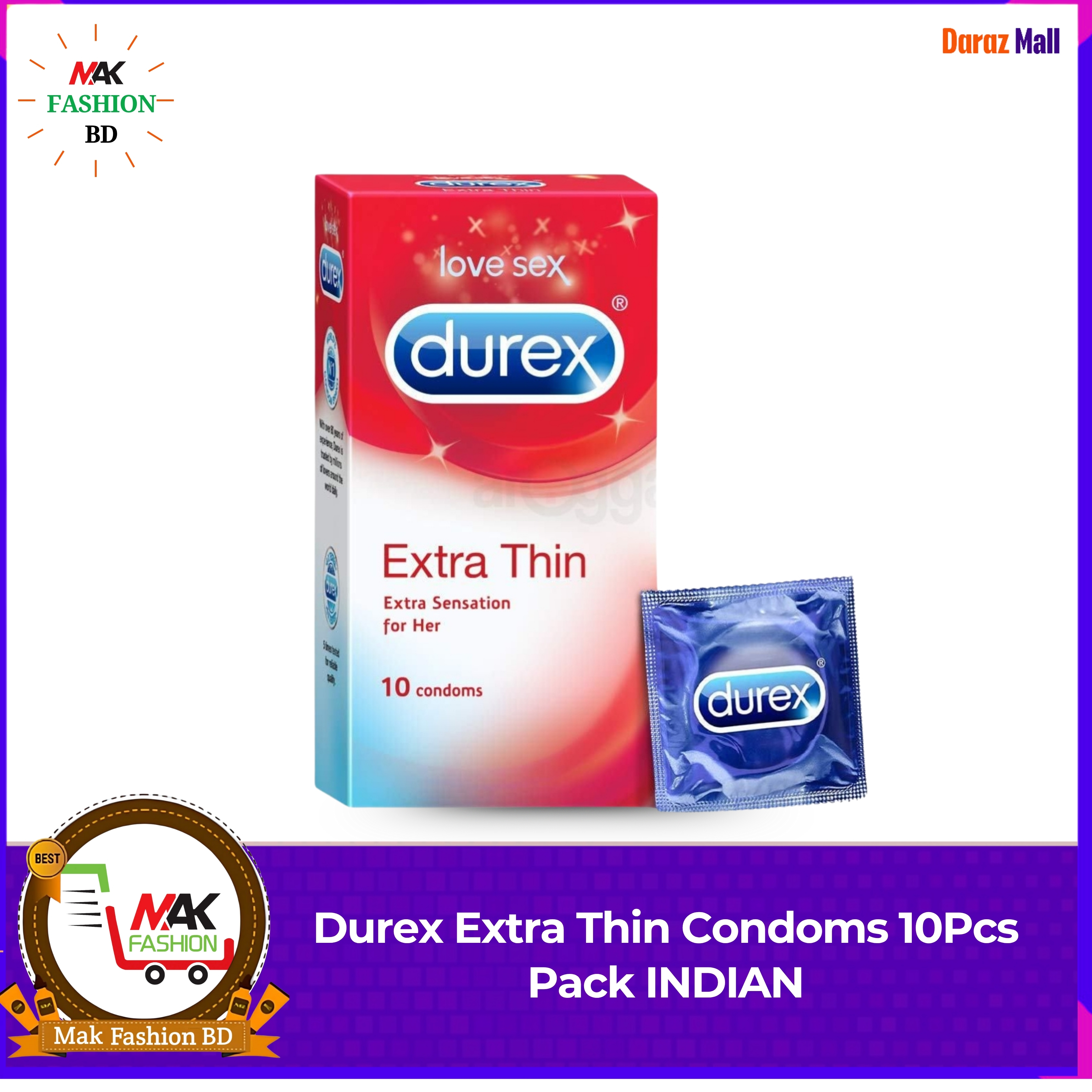 Durex Extra Thin Condoms 10Pcs Pack INDIAN  181481338