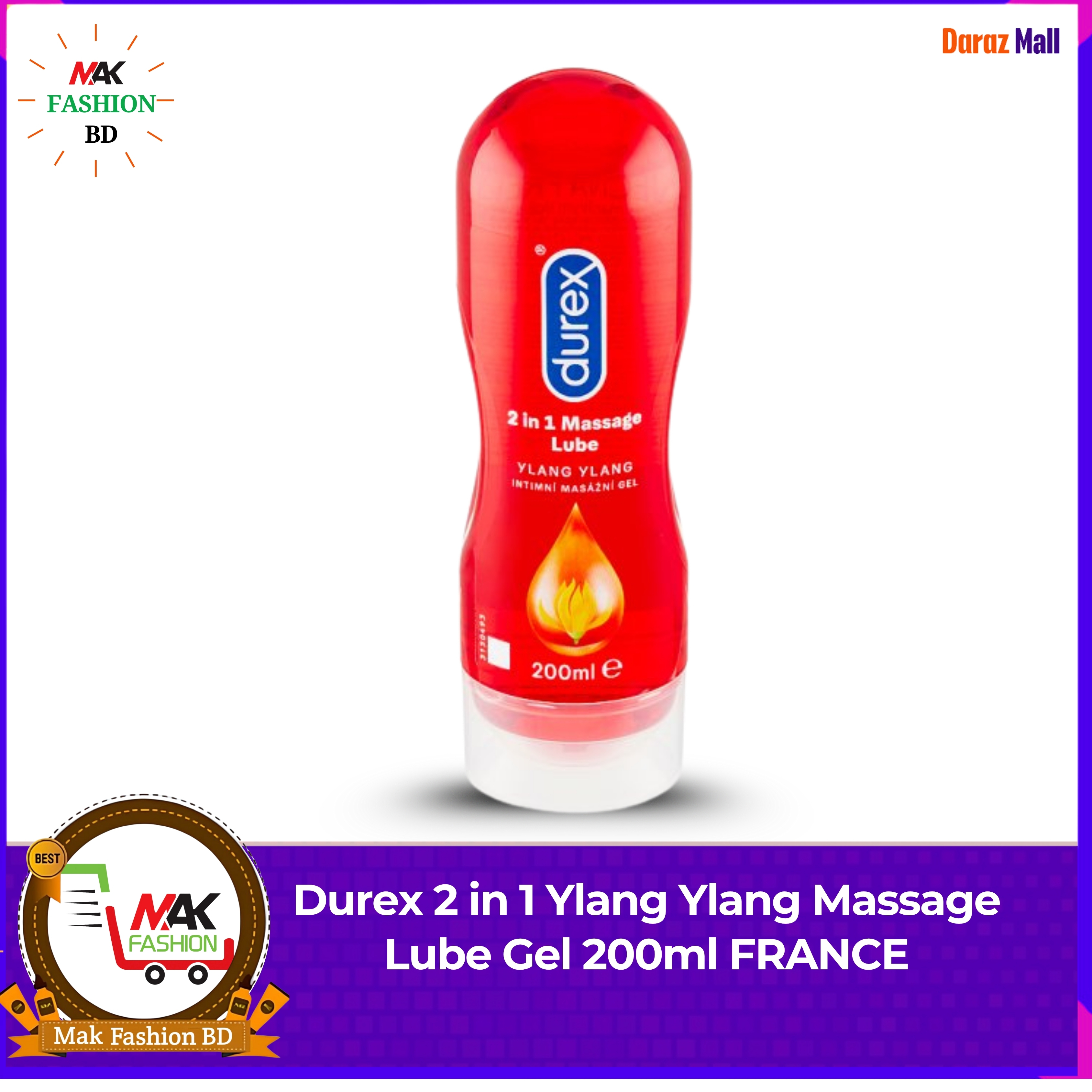 Durex 2 in 1 Ylang Ylang Massage Lube Gel 200ml FRANCE 245121761
