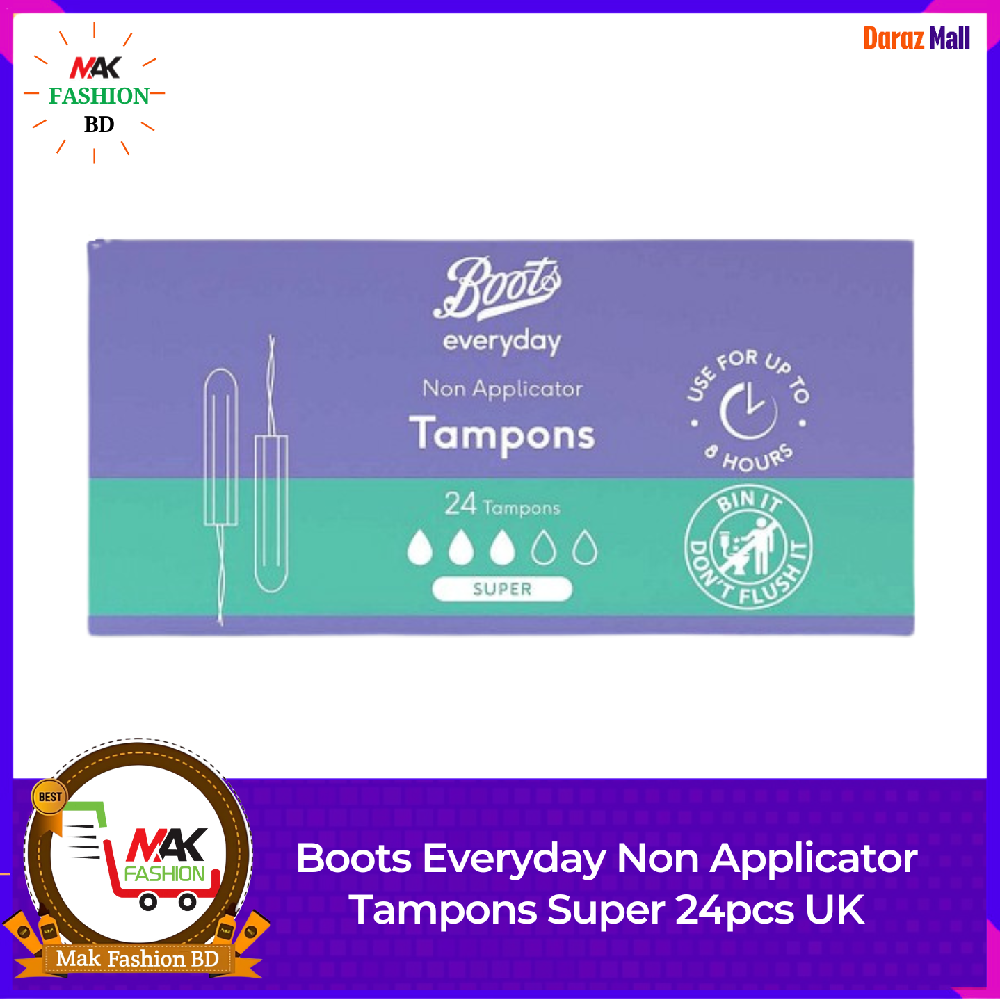 Boots Everyday Non Applicator Tampons Super 24pcs UK  318206764
