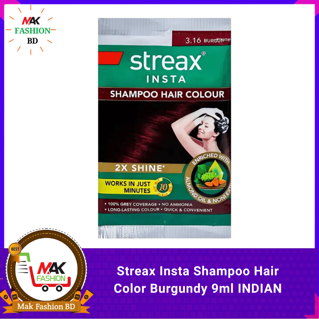 Streax Insta Shampoo Hair Color Burgundy 9ml INDIAN  308772593