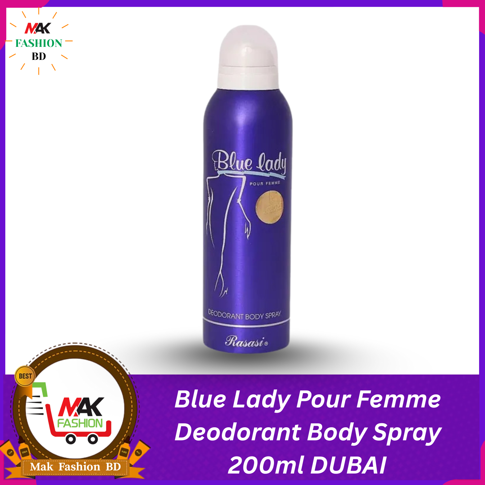Blue Lady Pour Femme Deodorant Body Spray 200ml DUBAI